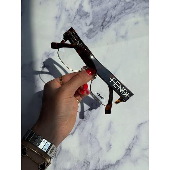 NEW Fendi FE50095U Brown Gold Logo Eyeglasses Frames - Picture 7 of 8